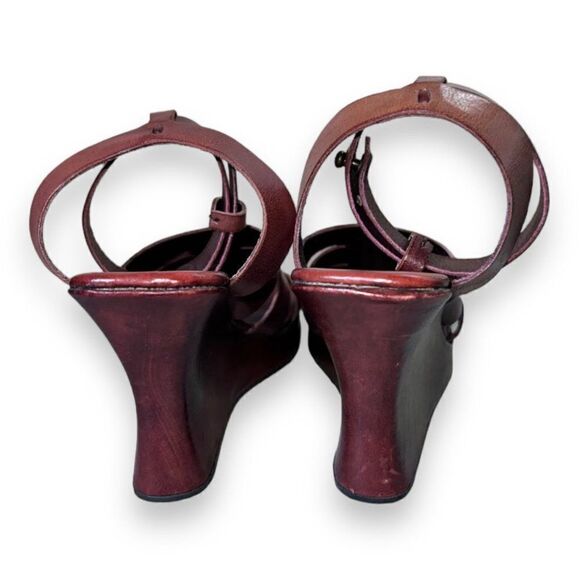 J. P. and Mattie Brown Leather Wedge Strappy Sandals Women's 6 - Picture 5 of 10